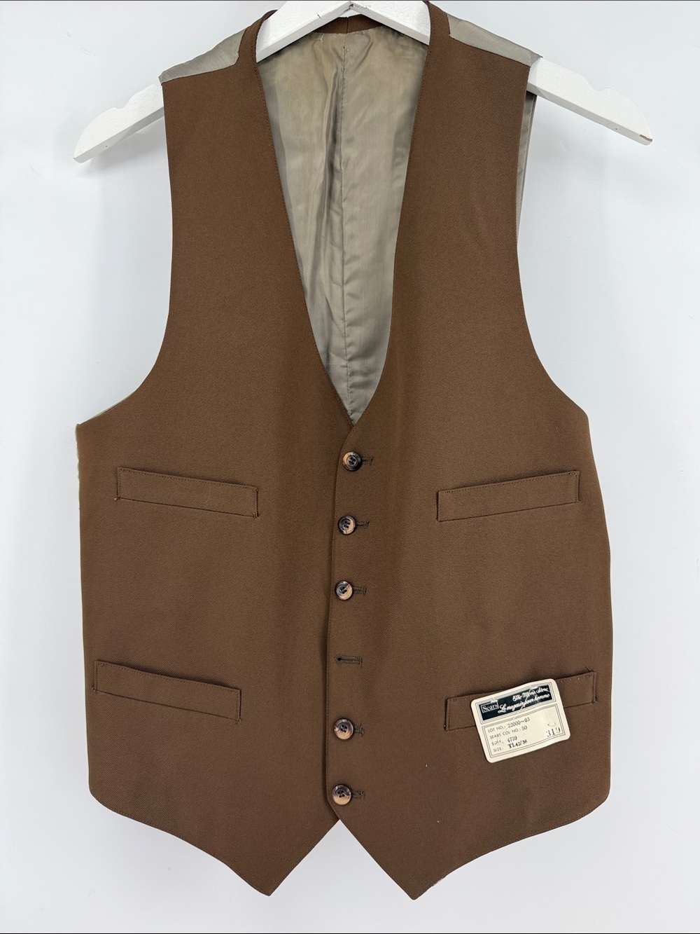 Sears Vintage Brown Men's Five-Button Dress Vest